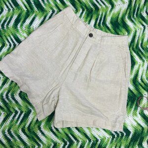 gap high waisted linen pleated shorts